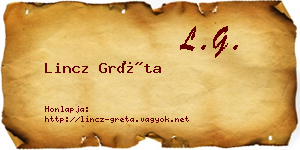 Lincz Gréta névjegykártya